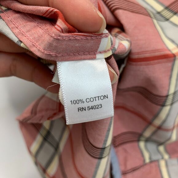 Banana Republic Soft Wash Shirt Men L Large Red Plaid Flip Cuff Cotton Button Up - Picture 9 of 13